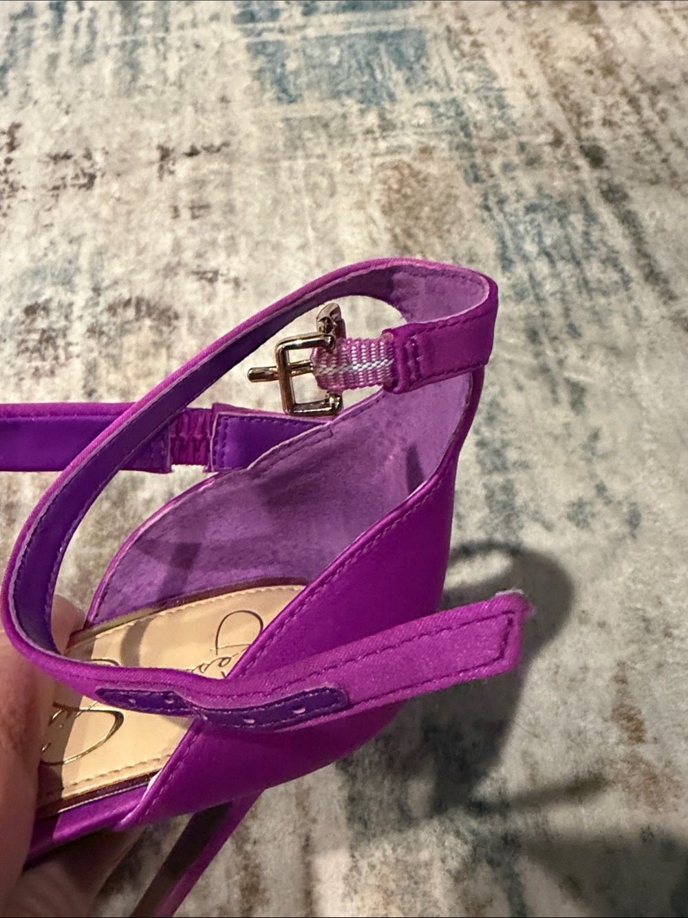 Jessica Simpson Rayli Dress Fuchsia Satin Strappy Ankle-Heels - Picture 5 of 13